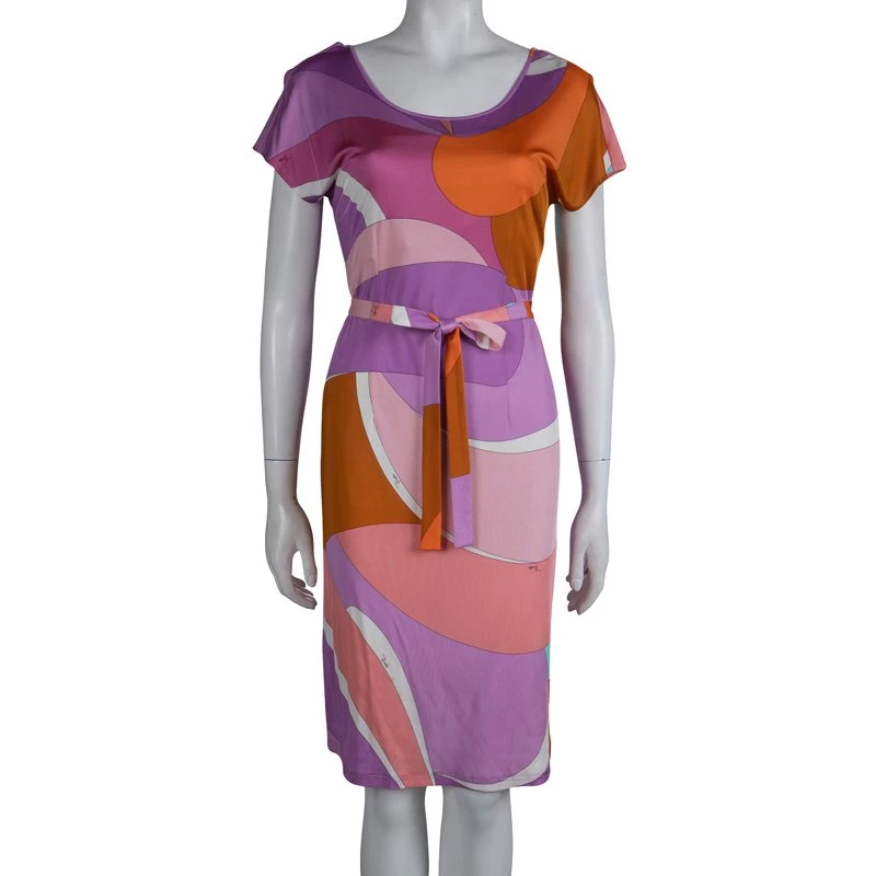 Emilio Pucci Multicolor Knit Shift Dress M For Women - Image 2