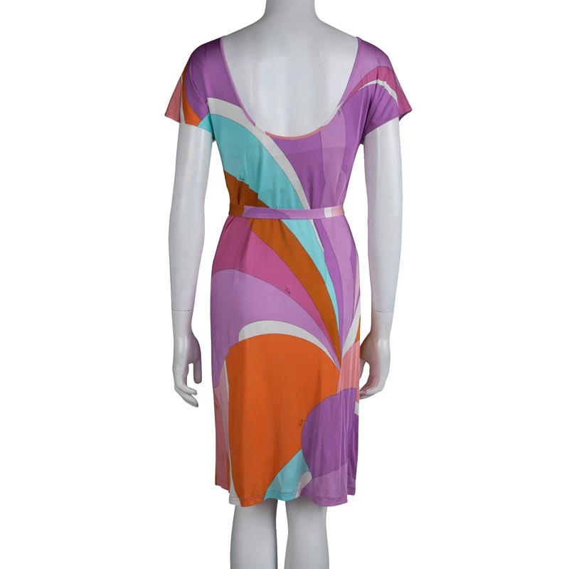 Emilio Pucci Multicolor Knit Shift Dress M For Women - Image 3