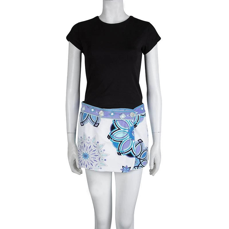Emilio Pucci Multicolor Printed Velvet Wraparound Mini Skirt M For Women - Image 2