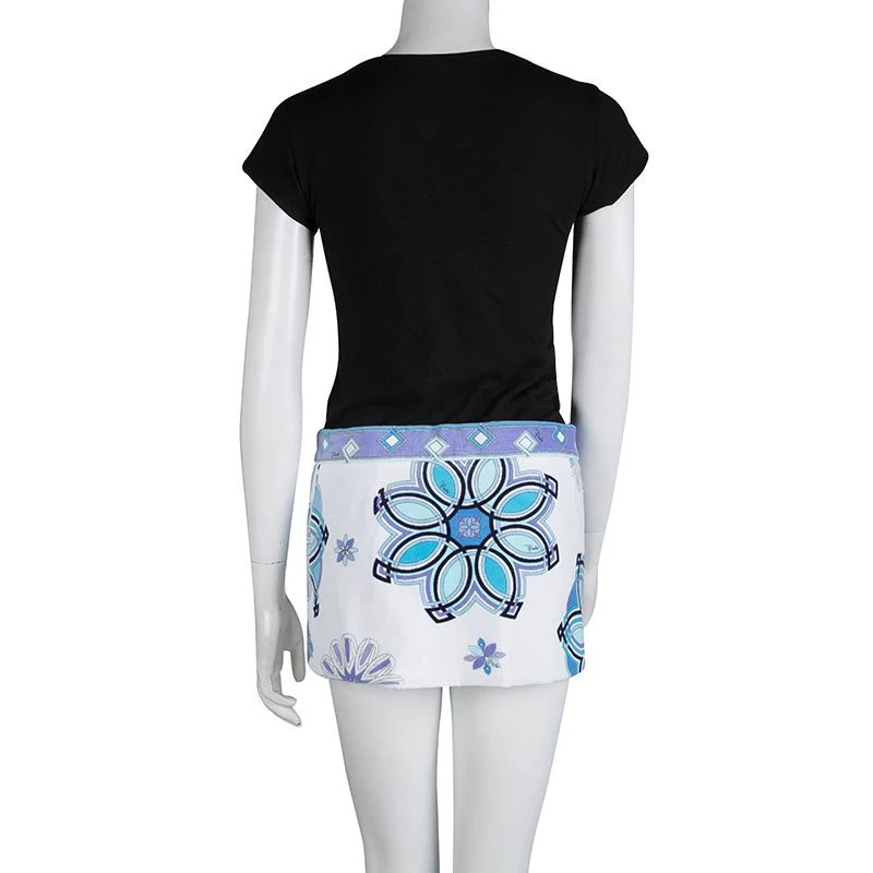 Emilio Pucci Multicolor Printed Velvet Wraparound Mini Skirt M For Women - Image 3