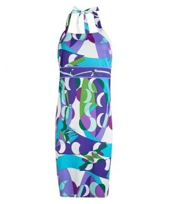 Emilio Pucci Multicolor Printed Knit Halter Dress M For Women