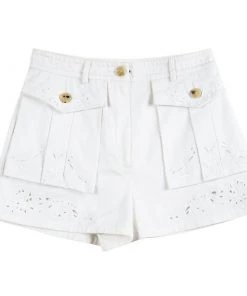 Emilio Pucci Off White Cutout Butterfly Embroidered Shorts M For Women