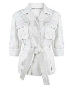 Emilio Pucci Off White Cutout Butterfly Embroidered Jacket S For Women