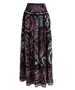 Emilio Pucci Multicolor Print Embroidered Gathered Maxi Skirt S For Women