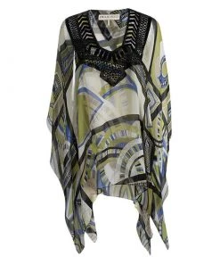Emilio Pucci Multicolor Printed Silk Embellished Kaftan S For Women