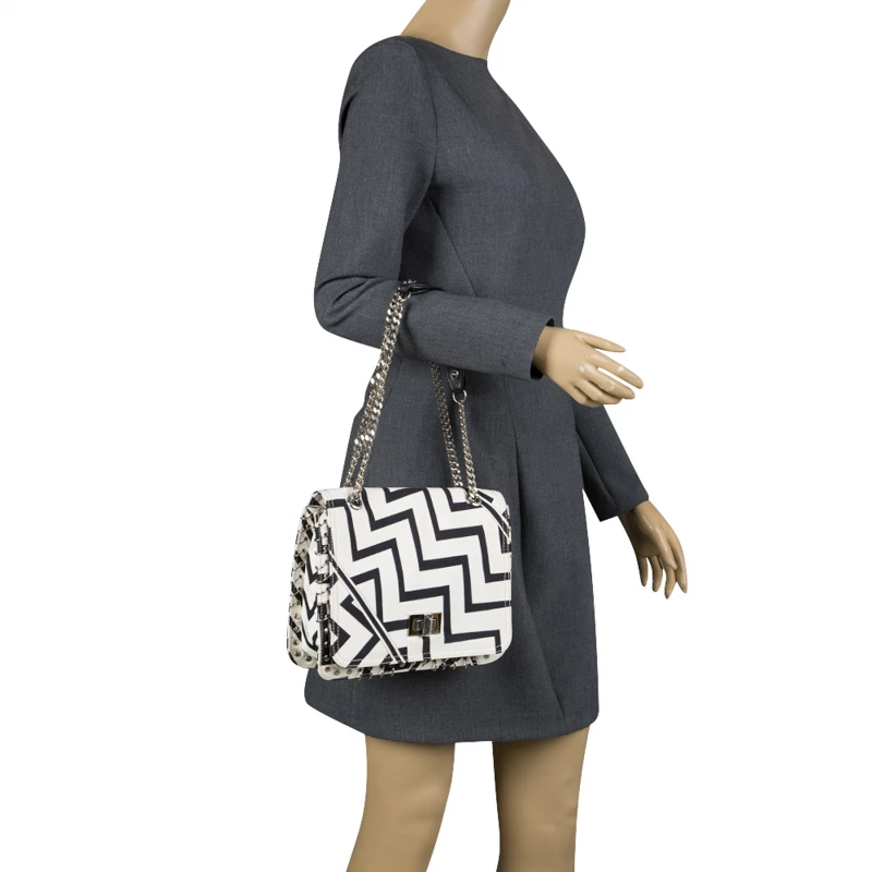 Emilio Pucci Black And White Canvas Marquise Flap Bag For Women - Image 2