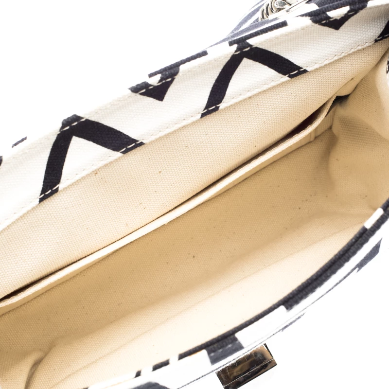 Emilio Pucci Black And White Canvas Marquise Flap Bag For Women - Image 7