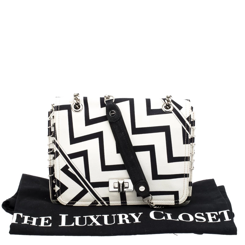 Emilio Pucci Black And White Canvas Marquise Flap Bag For Women - Image 9