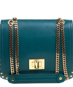 Emilio Pucci Emerald Green Leather Marquise Shoulder Bag For Women