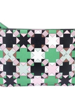 Emilio Pucci Multicolor Geometric Print Leather Small Clutch For Women