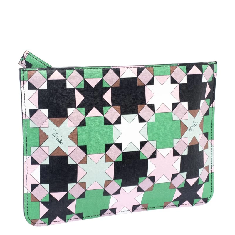 Emilio Pucci Multicolor Geometric Print Leather Small Clutch For Women - Image 3