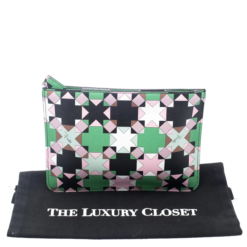 Emilio Pucci Multicolor Geometric Print Leather Small Clutch For Women - Image 9