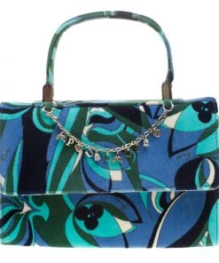 Emilio Pucci Multicolor Printed Velvet Top Handle Bag For Women