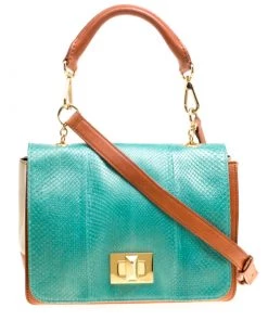 Emilio Pucci Multicolor Snakeskin/Canvas And Leather Top Handle Bag For Women