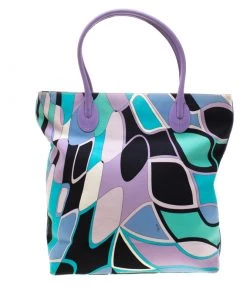 Emilio Pucci Multicolor Canvas And Leather Shopper Tote For Women