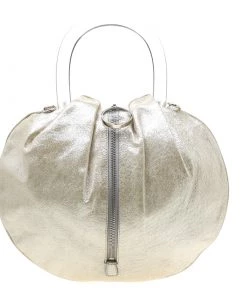 Emilio Pucci Metallic Light Beige Leather Top Handle Crossbody Bag For Women