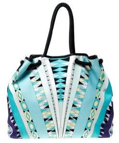 Emilio Pucci Multicolor Printed Canvas And Leather Tote For Women