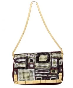 Emilio Pucci Multicolor Suede And Metal Armored Mesh Flap Shoulder Bag For Women