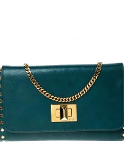 Emilio Pucci Turquoise Leather Chain Shoulder Bag For Women