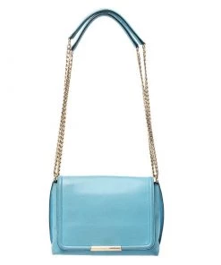 Emilio Pucci Light Blue Leather Newton Chain Shoulder Bag For Women