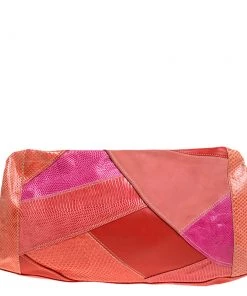 Emilio Pucci Multicolor Exotic And Leather Color Block Frame Clutch For Women