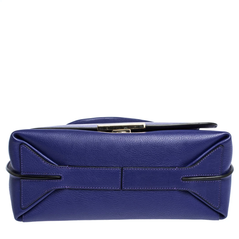 Emilio Pucci Blue Leather Flap Top Handle Bag For Women - Image 6