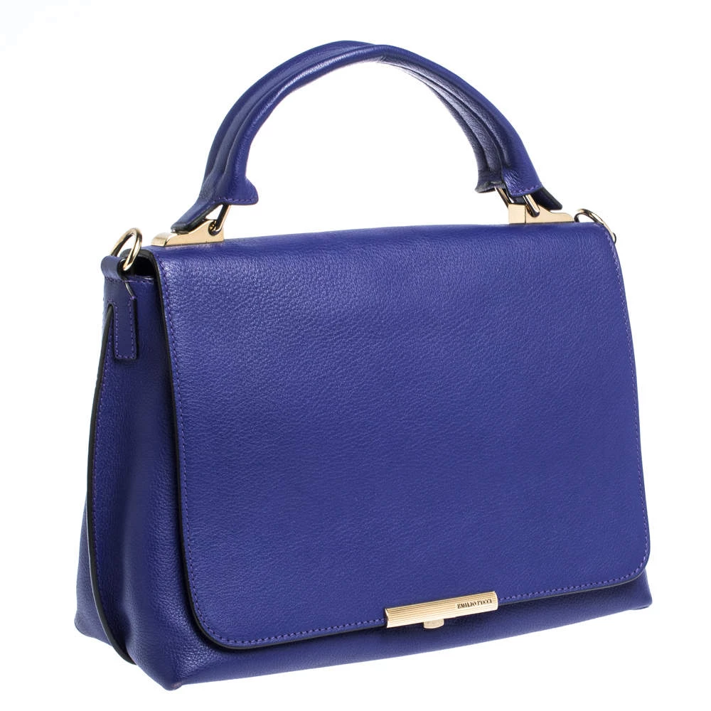 Emilio Pucci Blue Leather Flap Top Handle Bag For Women - Image 3