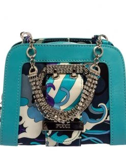 Emilio Pucci Multicolor Satin And Leather Chain Bag For Women