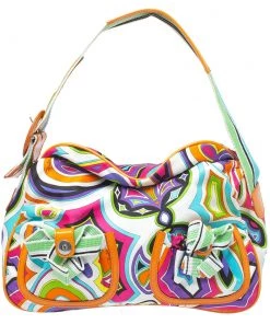 Emilio Pucci Multicolor Printed Fabric Double Pocket Shoulder Bag For Women