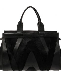 Emilio Pucci Black Leather, Suede And Calfhair Tote For Women