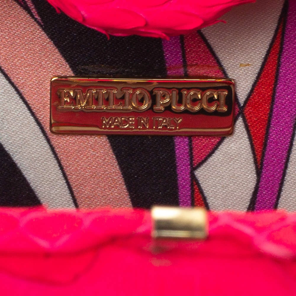 Emilio Pucci Neon Pink Python Eagle Box Clutch For Women - Image 8