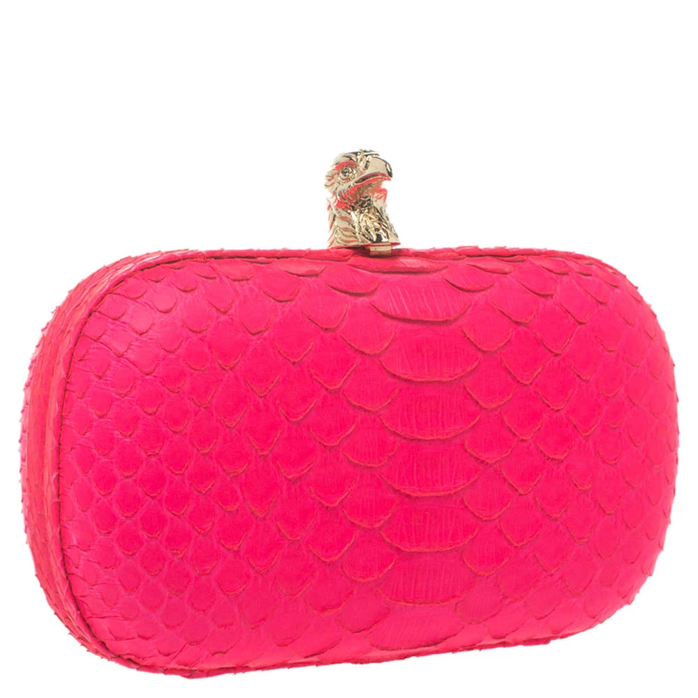 Emilio Pucci Neon Pink Python Eagle Box Clutch For Women - Image 3