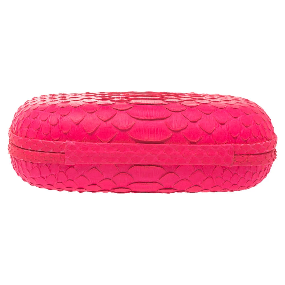 Emilio Pucci Neon Pink Python Eagle Box Clutch For Women - Image 6