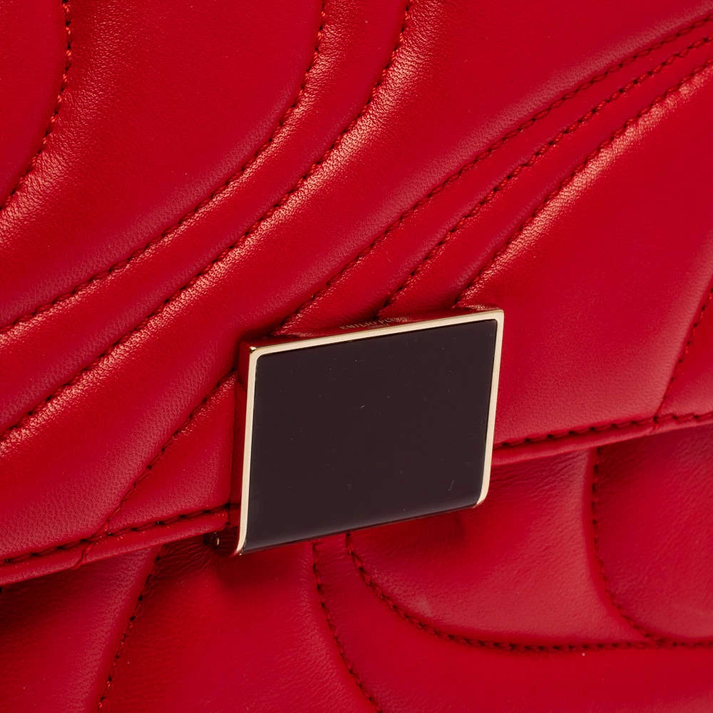 Emilio Pucci Red Quilted Leather Shoulder Bag For Women - Image 5