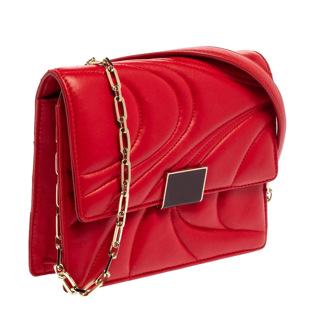 Emilio Pucci Red Quilted Leather Shoulder Bag For Women - Image 3