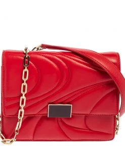 Emilio Pucci Red Quilted Leather Shoulder Bag For Women
