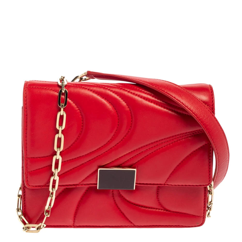 Emilio Pucci Red Quilted Leather Shoulder Bag For Women