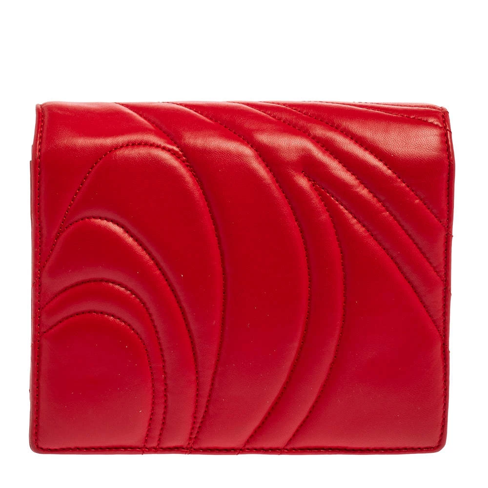 Emilio Pucci Red Quilted Leather Shoulder Bag For Women - Image 4