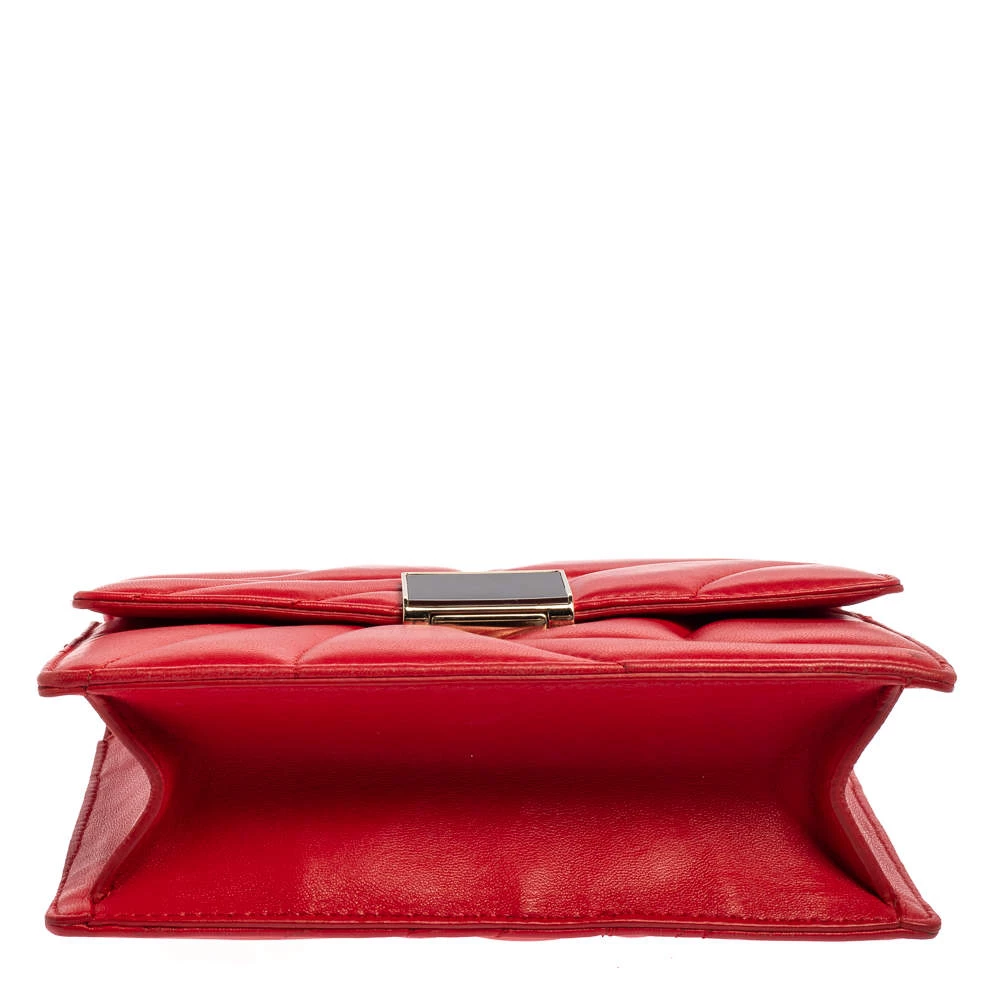 Emilio Pucci Red Quilted Leather Shoulder Bag For Women - Image 6