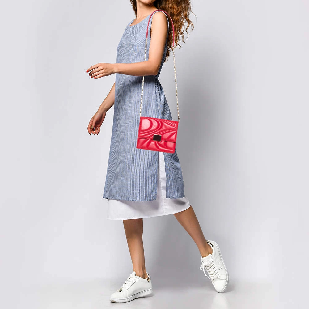 Emilio Pucci Red Quilted Leather Shoulder Bag For Women - Image 2