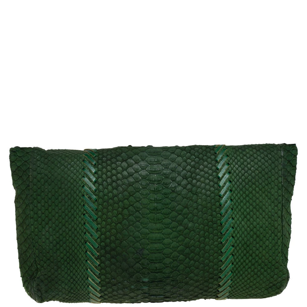 Emilio Pucci Green Python Fold Over Flap Clutch For Women - Image 4