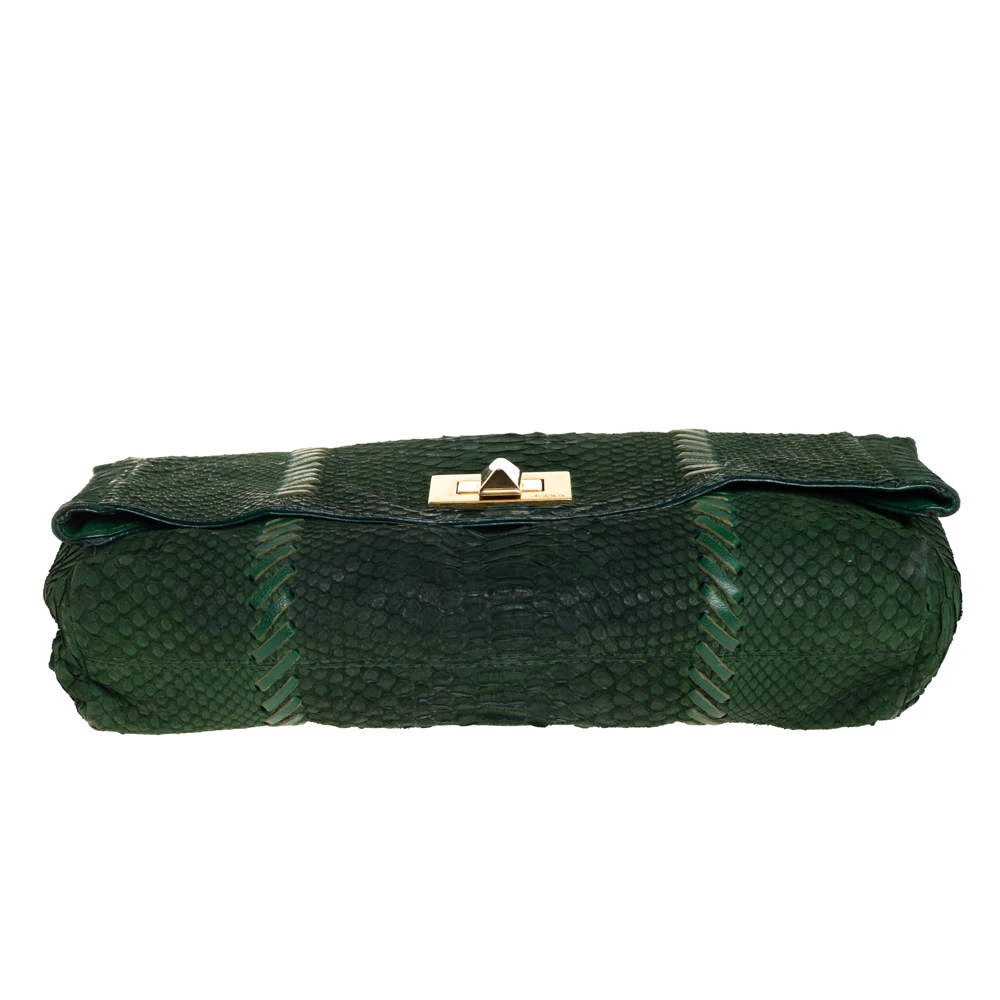 Emilio Pucci Green Python Fold Over Flap Clutch For Women - Image 7