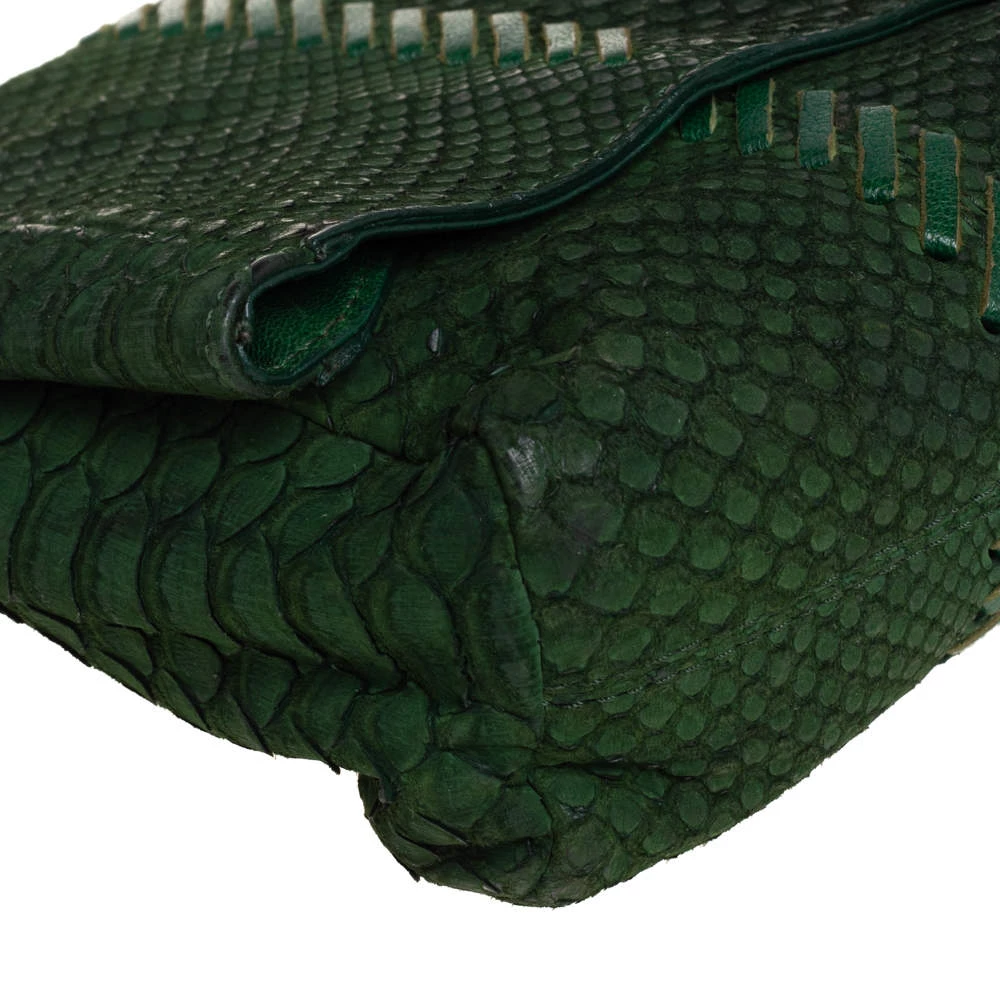Emilio Pucci Green Python Fold Over Flap Clutch For Women - Image 11