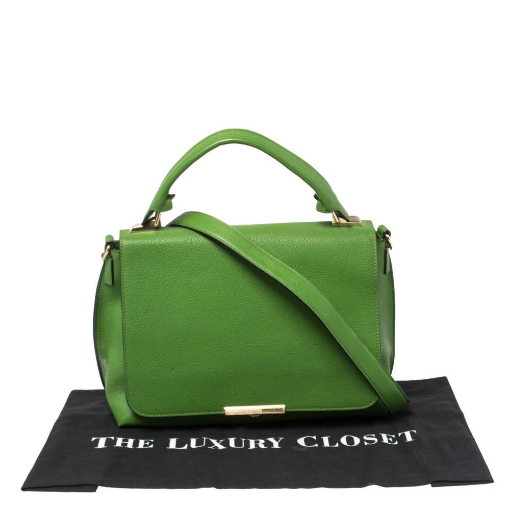 Emilio Pucci Green Leather Flap Top Handle Bag For Women - Image 9