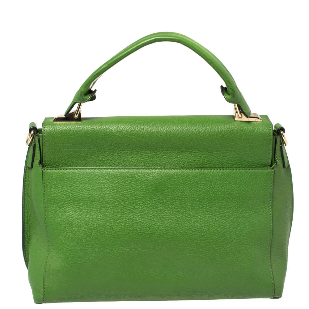 Emilio Pucci Green Leather Flap Top Handle Bag For Women - Image 4