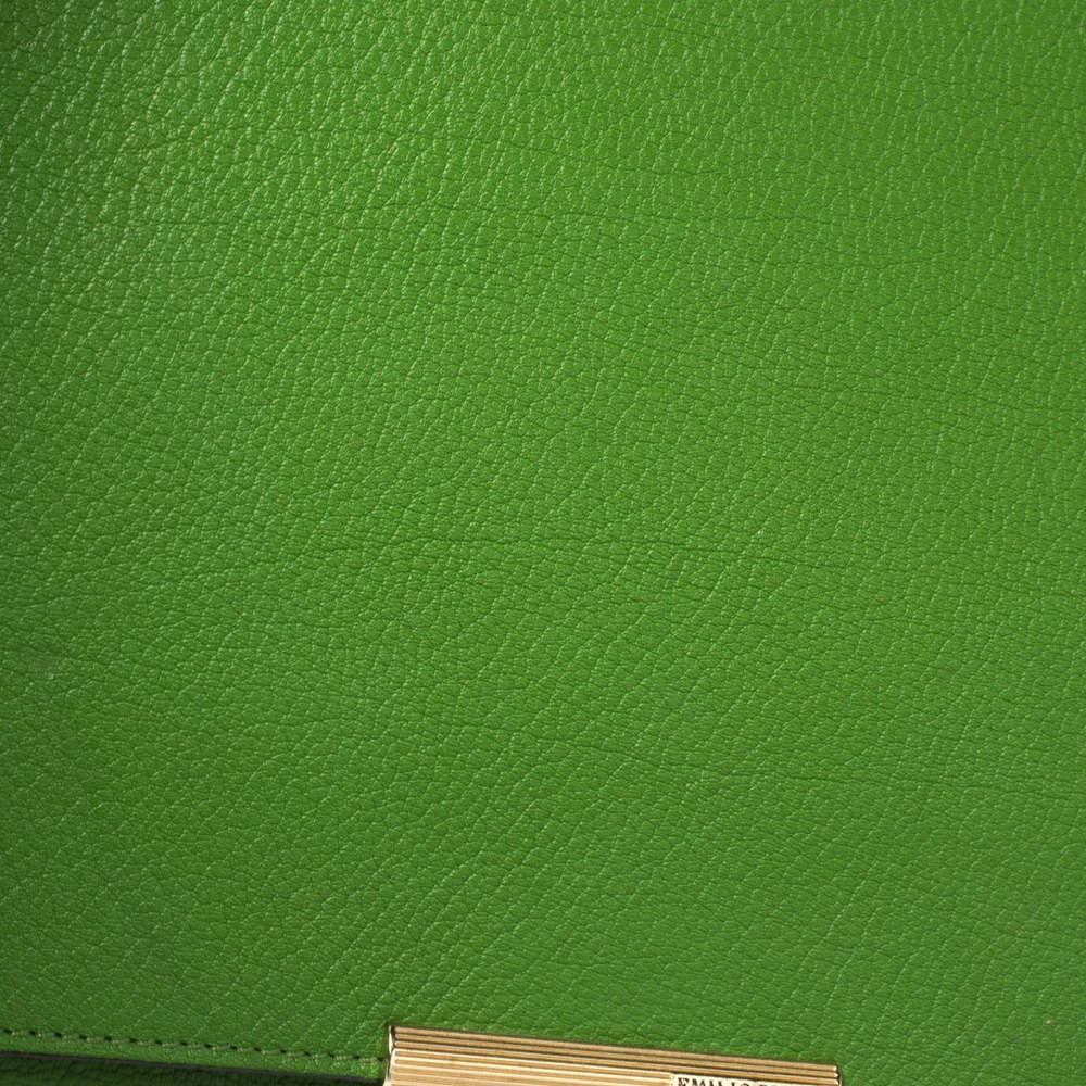 Emilio Pucci Green Leather Flap Top Handle Bag For Women - Image 5
