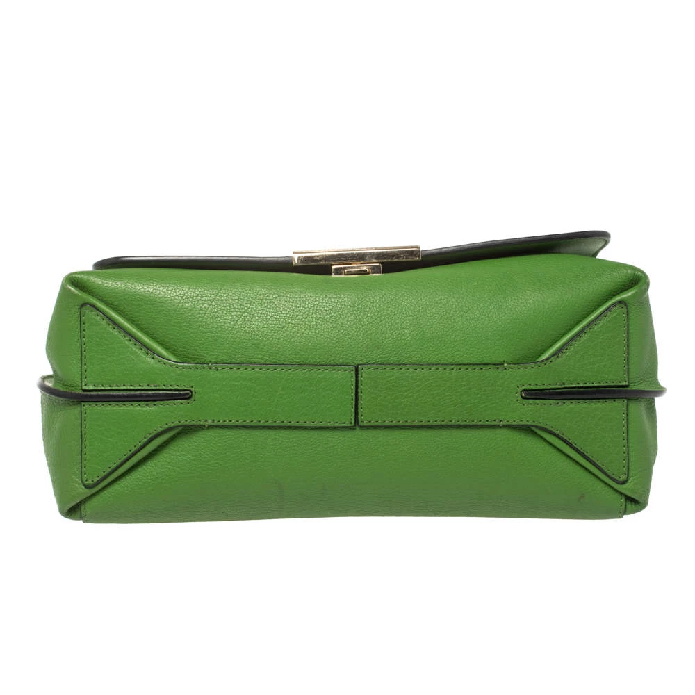 Emilio Pucci Green Leather Flap Top Handle Bag For Women - Image 6