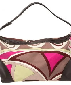 Emilio Pucci Multicolor Printed Canvas And Leather Single Handle Baguette Bag For Women