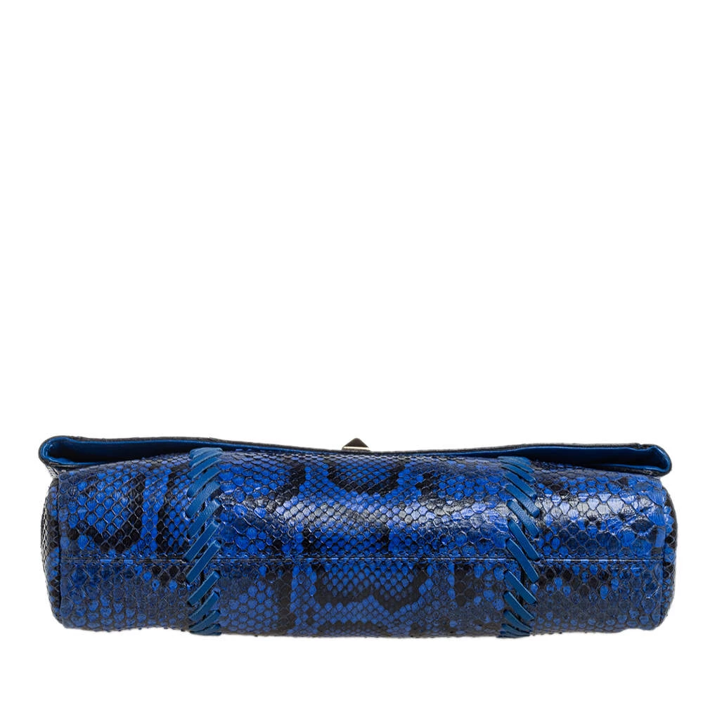 Emilio Pucci Blue Python Fold Over Flap Clutch For Women - Image 6