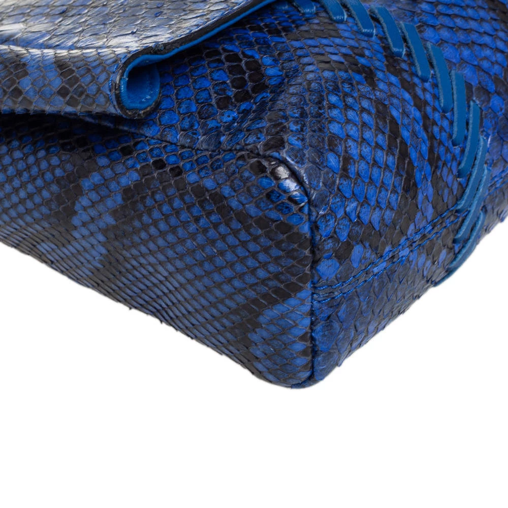 Emilio Pucci Blue Python Fold Over Flap Clutch For Women - Image 10